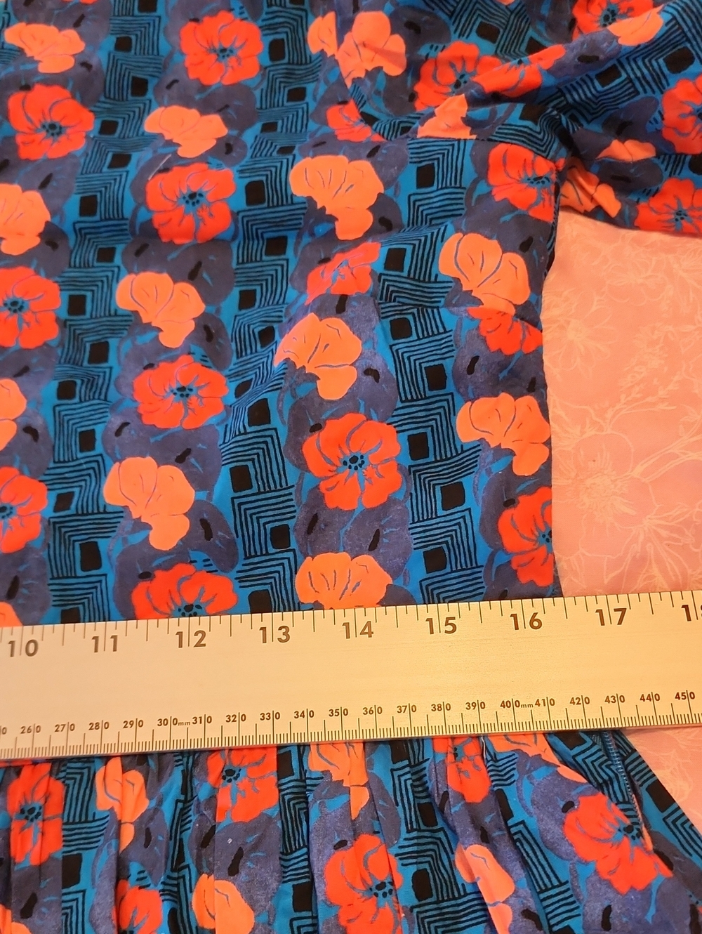 Tuckernuck Blue Floral Geometric Print Long Sleeve Mini Dress Split Neck Women's - Picture 10 of 13